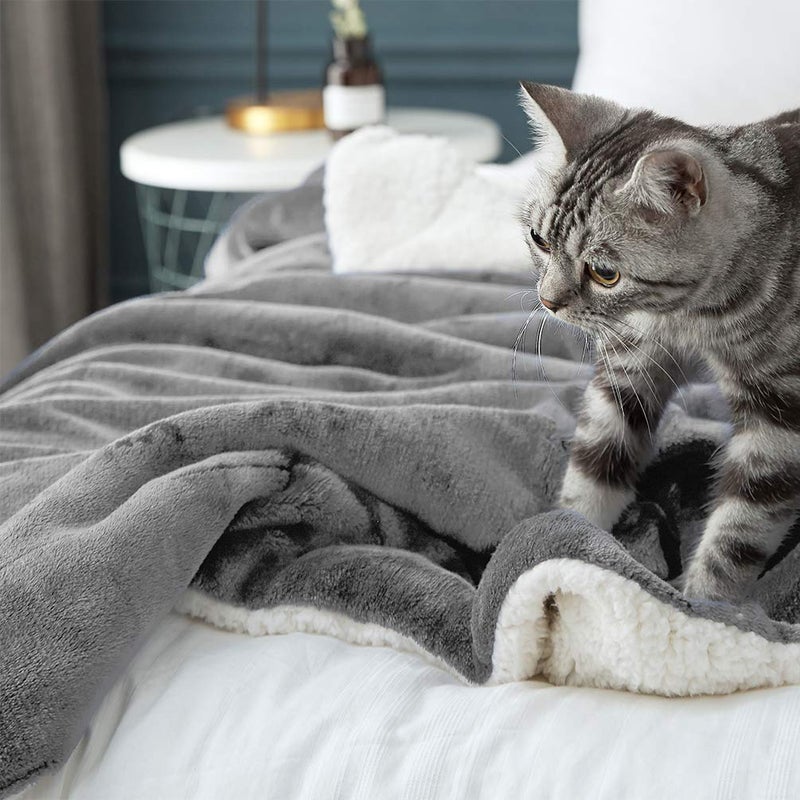 LBRO2M Sherpa Fleece Bed Blanket King Size Super Soft Fuzzy Plush Warm Cozy Fluffy Microfiber Couch Throw Velvet Double Reversible Luxurious Blankets,Grey - Image 5